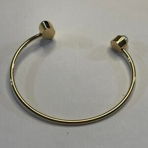 Ann Taylor bracelet signed costume jewelry gold tone cuff faux pearl crystal